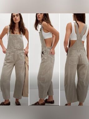 NWOT We The Free Good Luck Barrel Overalls - COBBLESTONE Small